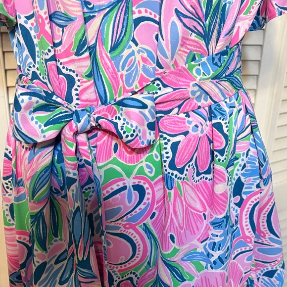 Lilly Pulitzer Asymmetrical Dress in Pink and Green Floral - Picture 4 of 16